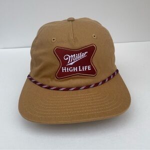 Miller High Life Vintage Style Trucker Hat Rope NWOT Tan Beige Snapback